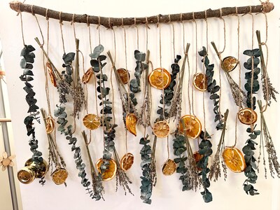 Dried Citrus Lavender Flowers and Eucalyptus Wall Decor, Home Accent - image1